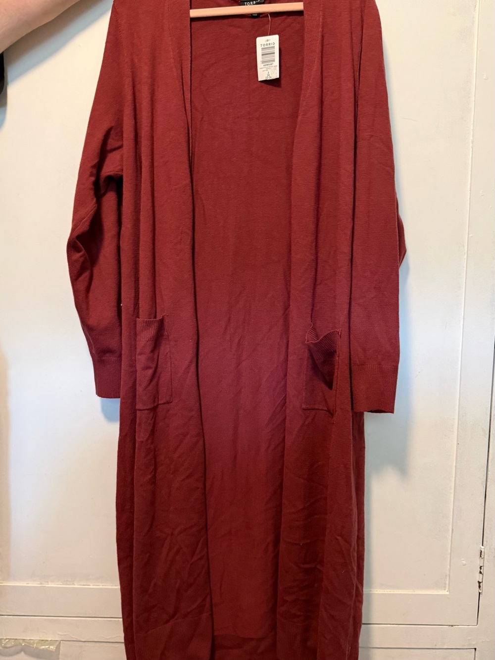 torrid Long Open-Front Cardigan in Rust